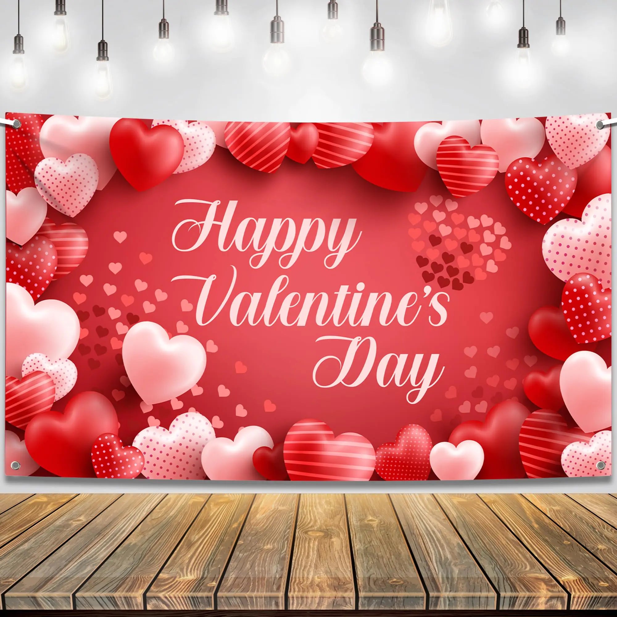 KatchOn Happy Valentines Day Banner - XtraLarge 72x44 Inch | Happy Valentines Day Backdrops for Photography | Valentines Day Decorations Banner | Heart Valentine Banner for Valentines Decorations