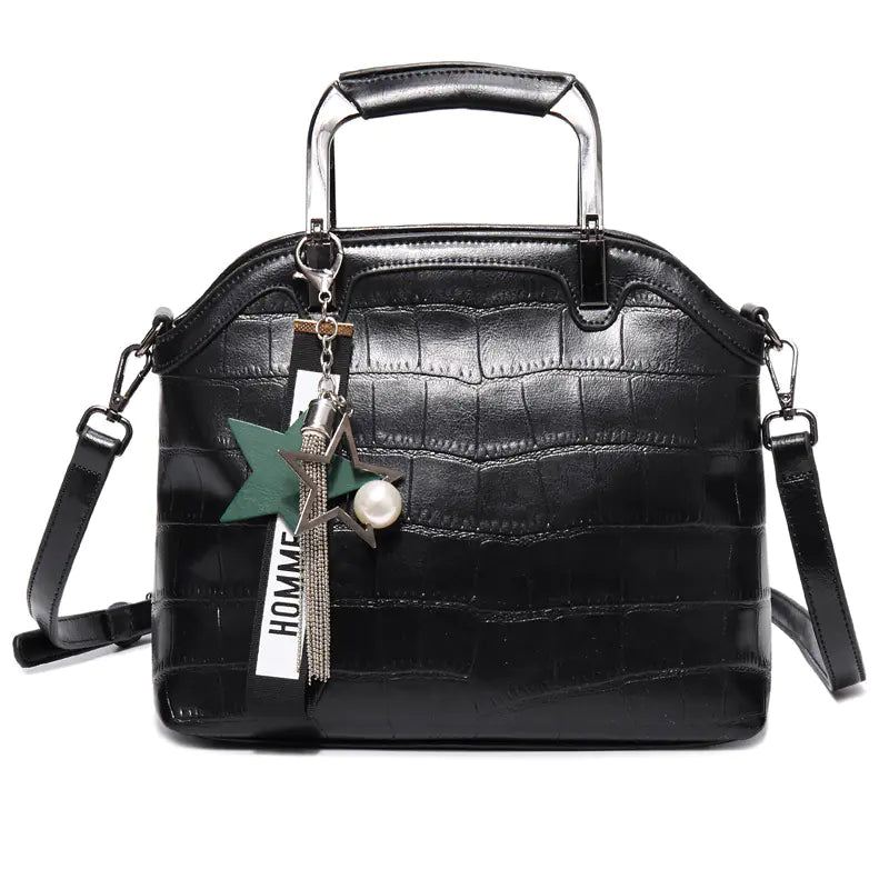 Crocodile Leather Backpack with Dual Straps