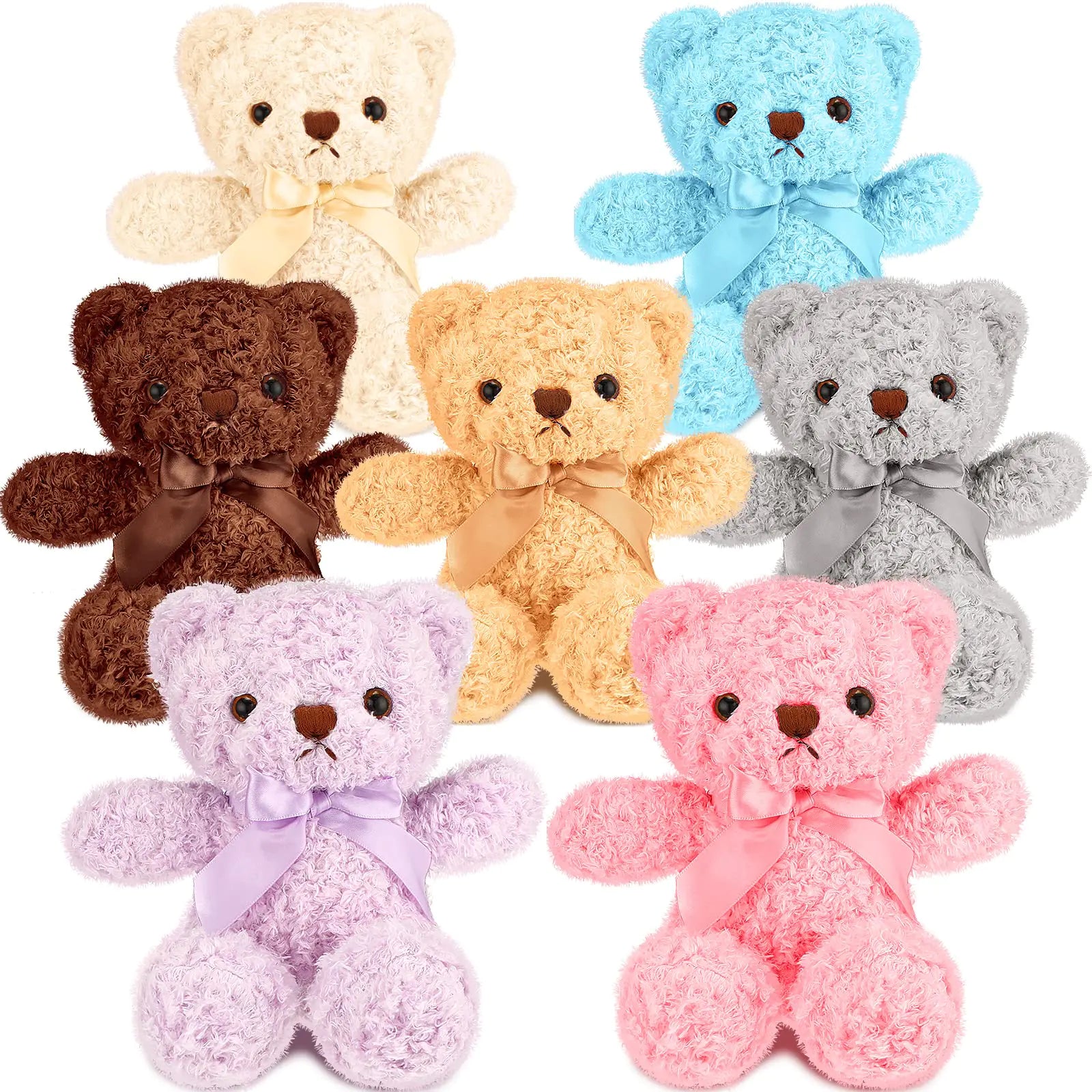 Zomiboo 7 Packs 14 Inch Plush Bear Stuffed Animals Plush Valentine Day Gift Soft Cute Stuffed Dolls Birthday Party Decorations(Bright Colors)
