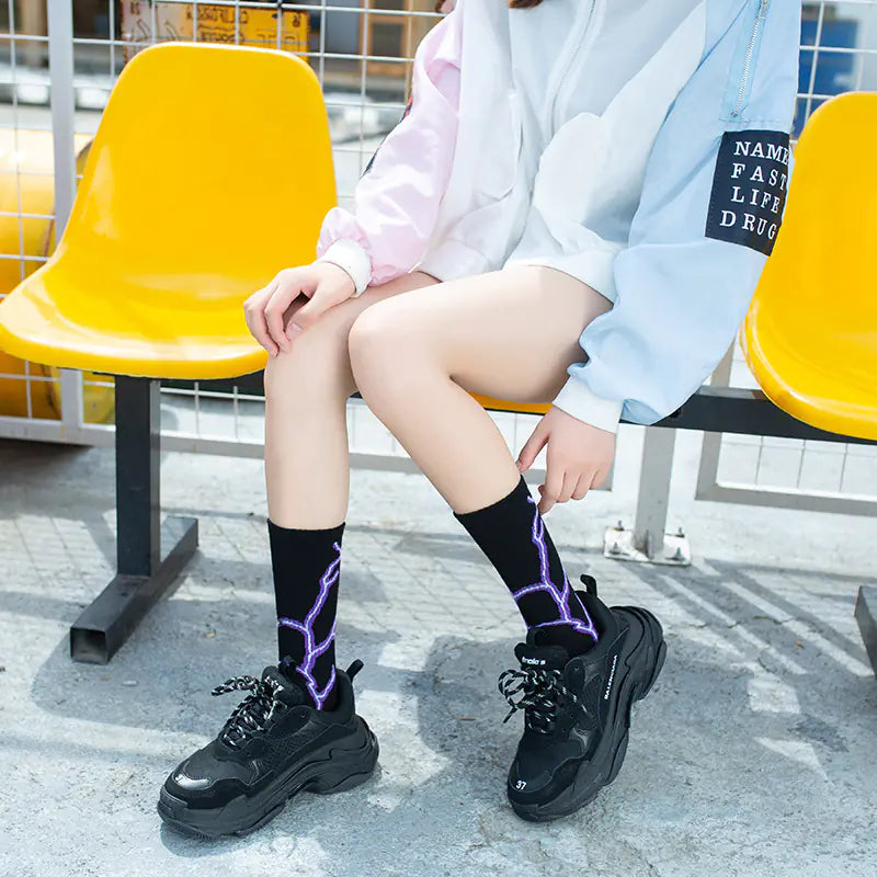 Korean Harajuku Hip-Hop Style Lightning Skateboard Socks