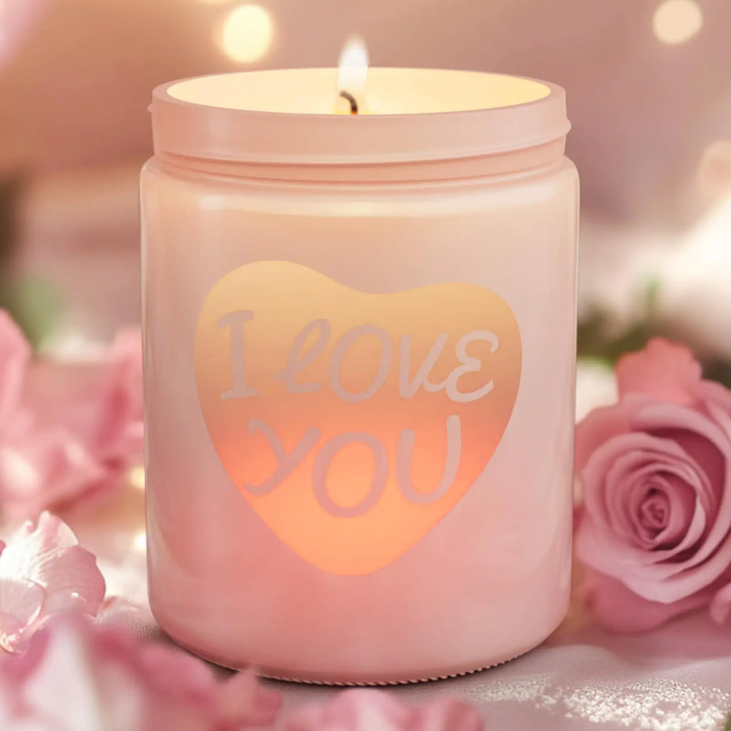 CHAMBERY Valentines Day Candle with Warmer LED Romantic Valentine Day Gifts for Her Girlfriend Wife Women with Rose Scent Over 40 Hours of Burn Time Gifts for Girlfriend100% Soy Wax