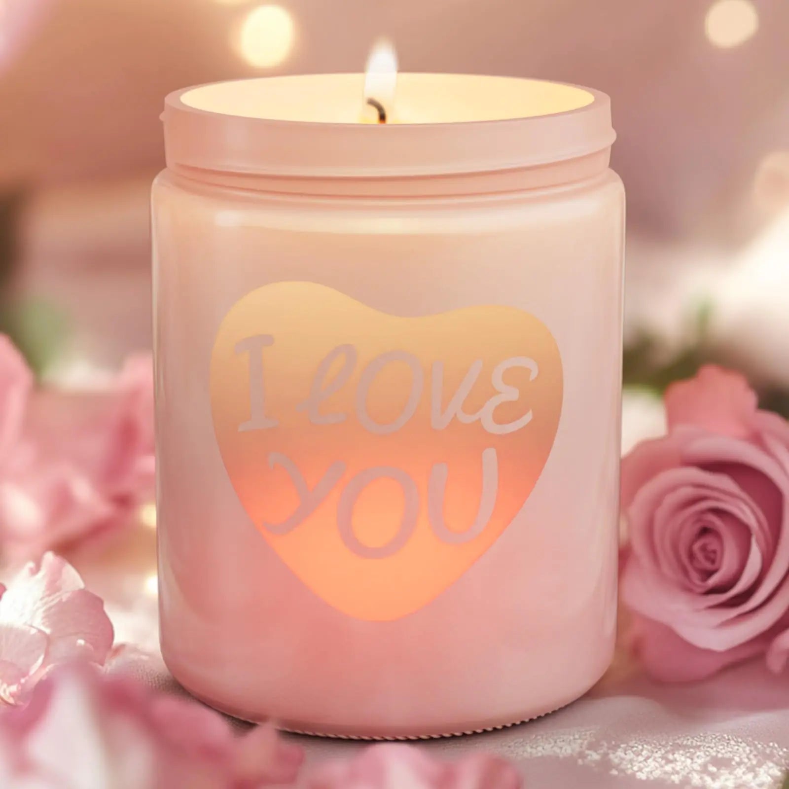 CHAMBERY Valentines Day Candle with Warmer LED Romantic Valentine Day Gifts for Her Girlfriend Wife Women with Rose Scent Over 40 Hours of Burn Time Gifts for Girlfriend100% Soy Wax