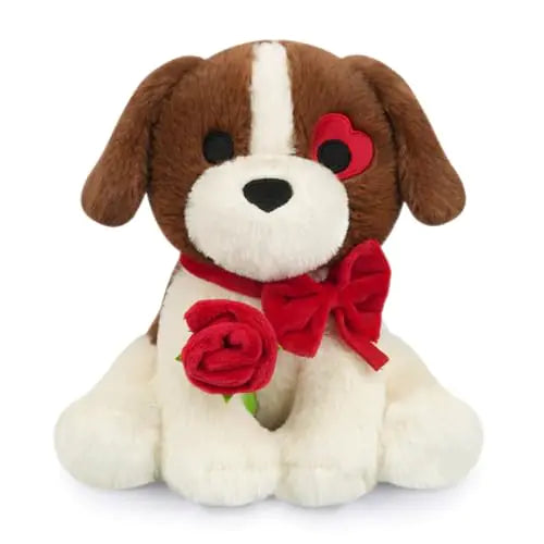 KOPHINYE Dog Stuffed Animal 9inch Beagle Dog Plush with Red Rose for Valentine Day Cute Valentines Dog Stuffed Animal Beagle Plush Christmas Valentines Plush for GirlfriendLoverKids